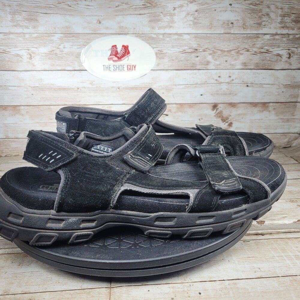 Skechers Sandals Men's Size 11 Black Suede Garver Alec Adjustable Straps Comfort